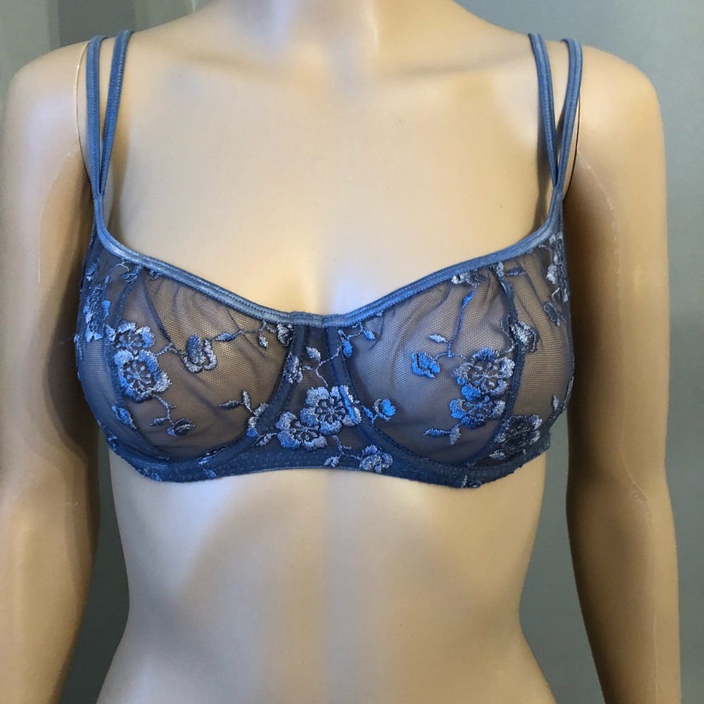 VS 34C Blue/Gray Lace Bra with underwire